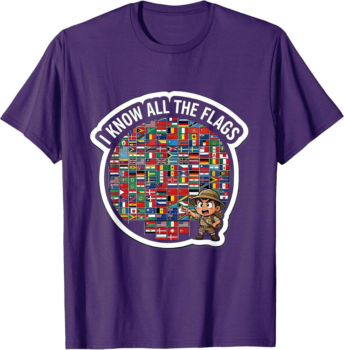 I Know All The Flags Geography Lover Travel Enthusiast Gift T-Shirt - Purple