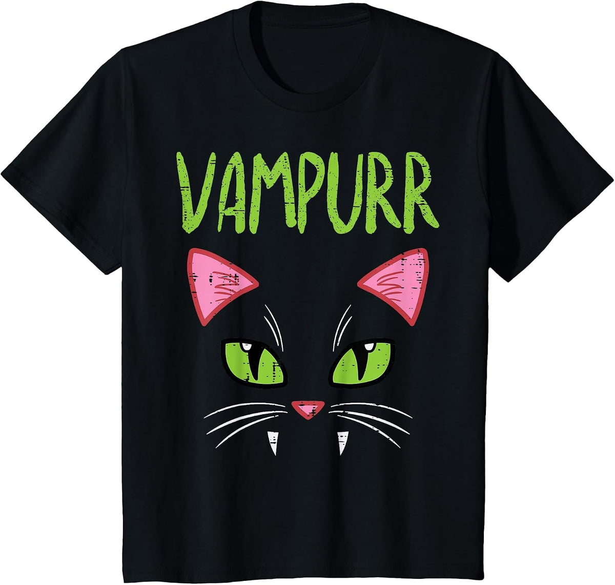 Vampurr Vampire Cat Funny Halloween Costume Women Girls T-Shirt - Black