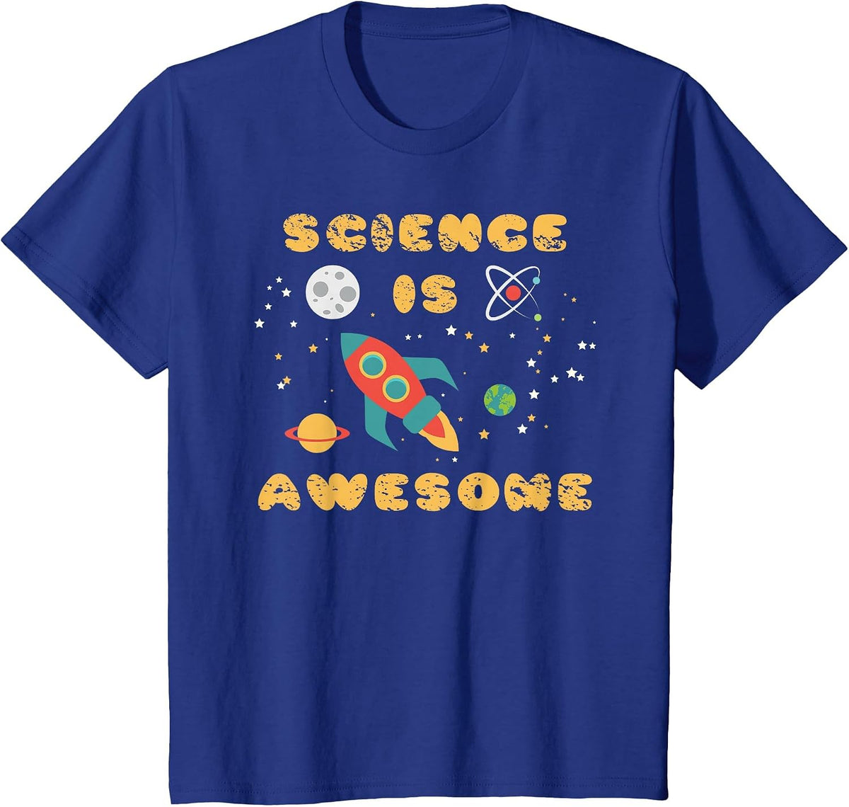 Science is Awesome Shirt Nerd Space Ship Rocket Moon T-Shirt T-Shirt - Royal Blue
