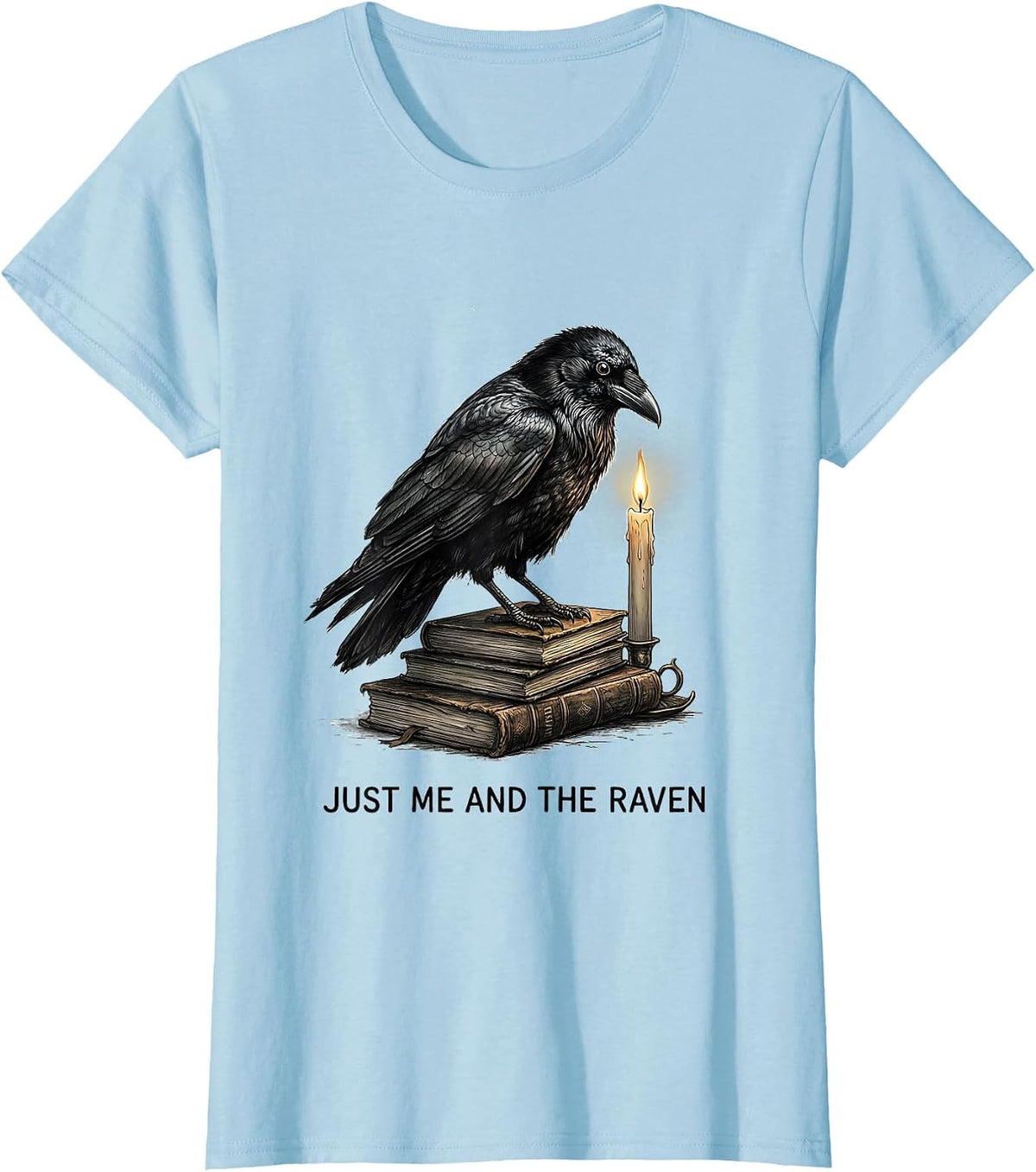 Just Me And The Raven Gothic Dark Humor Raven Lover T-Shirt - Baby Blue