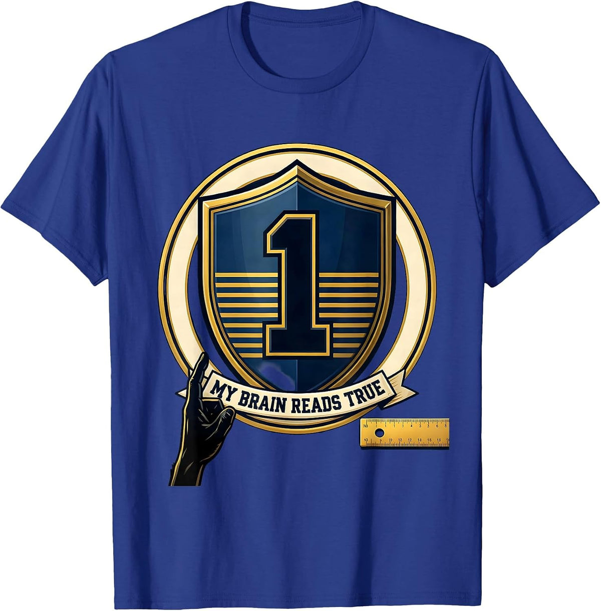 Men's My Brain Reads True Dyslexia Awareness Month Emblem T-Shirt - Royal Blue