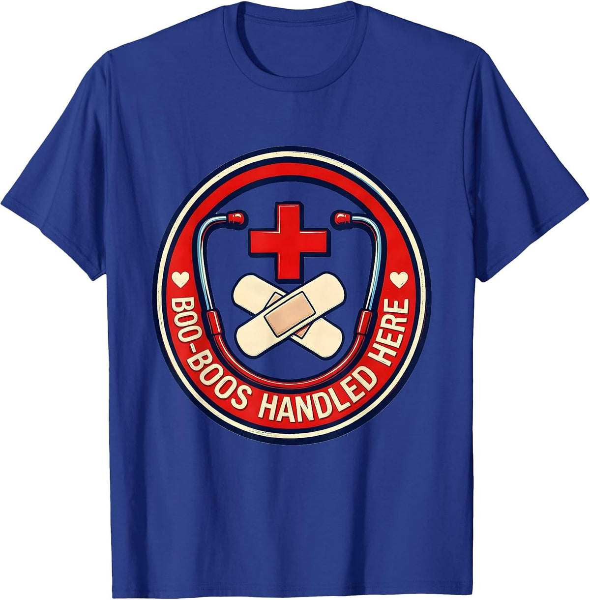 Boo-Boos Handled Here School Nurse Design T-Shirt - Royal Blue