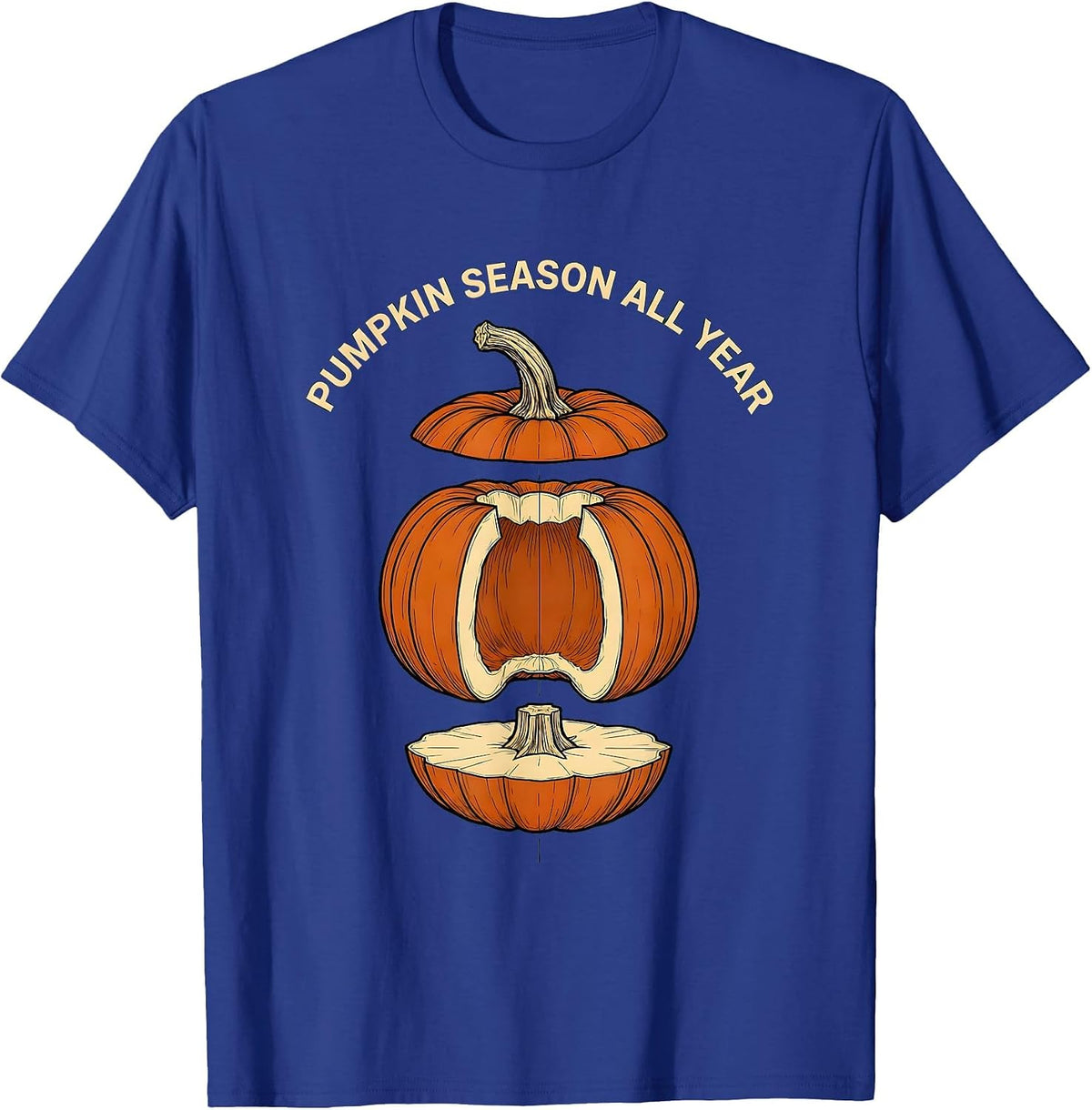 Pumpkin Season All Year Autumn Lover Design T-Shirt - Royal Blue