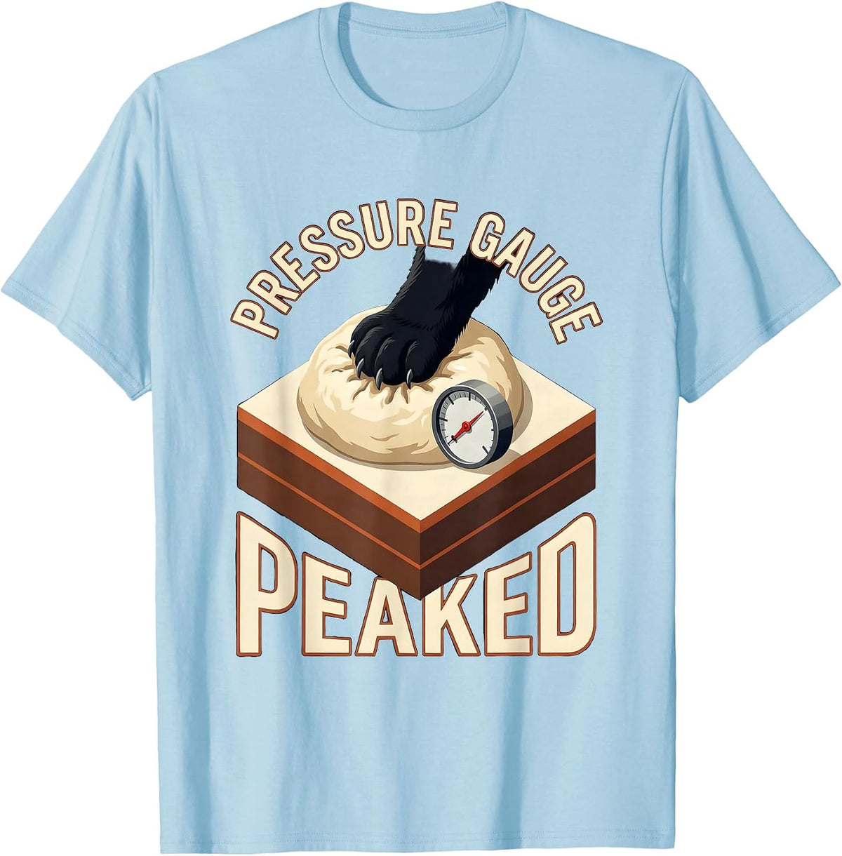 Men's Pressure Gauge Peaked Funny Black Cat Bakery Pet Lover Humor T-Shirt - Baby Blue