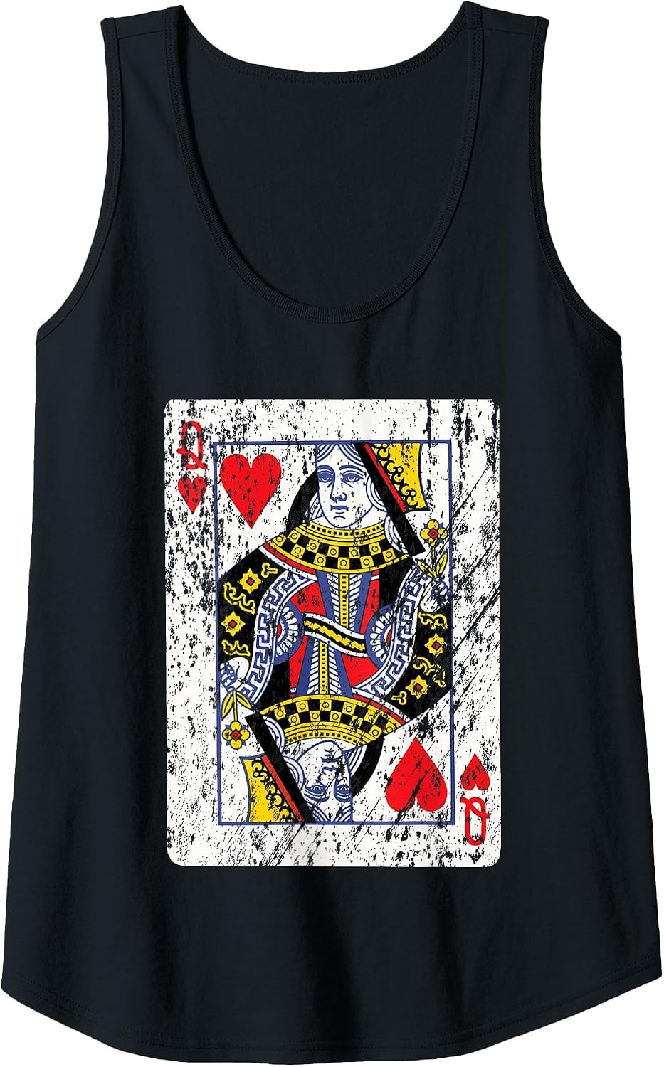 Playing Card Queen of Hearts Tank Top - Black