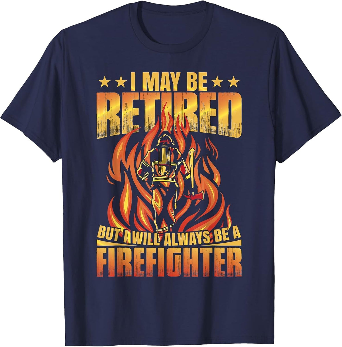 Retired Firefighter Fire Truck Grandpa Fireman Retired T-Shirt - Navy Blue