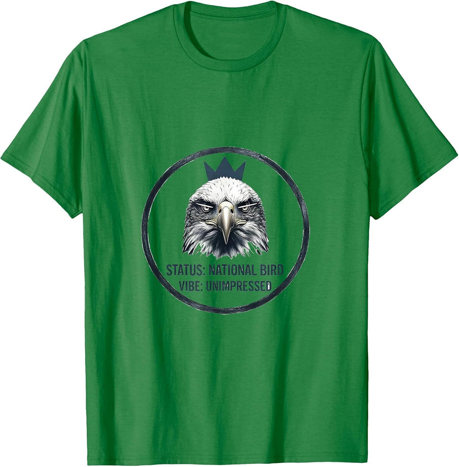 Men's Status: National Bird Vibe Unimpressed Eagle Lover T-Shirt - Kelly Green