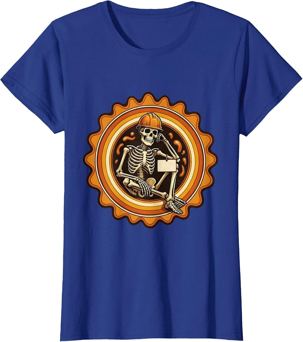 Women's Labor Day Skeleton Hard Hat Day Off Graphic T-Shirt - Royal Blue