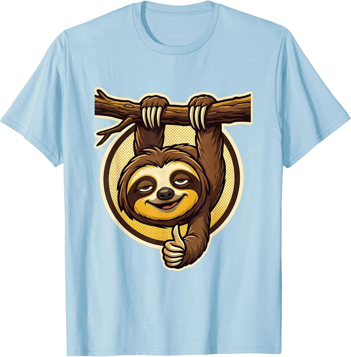Men's Chill Sloth Hanging from Branch Illustration T-Shirt - Baby Blue