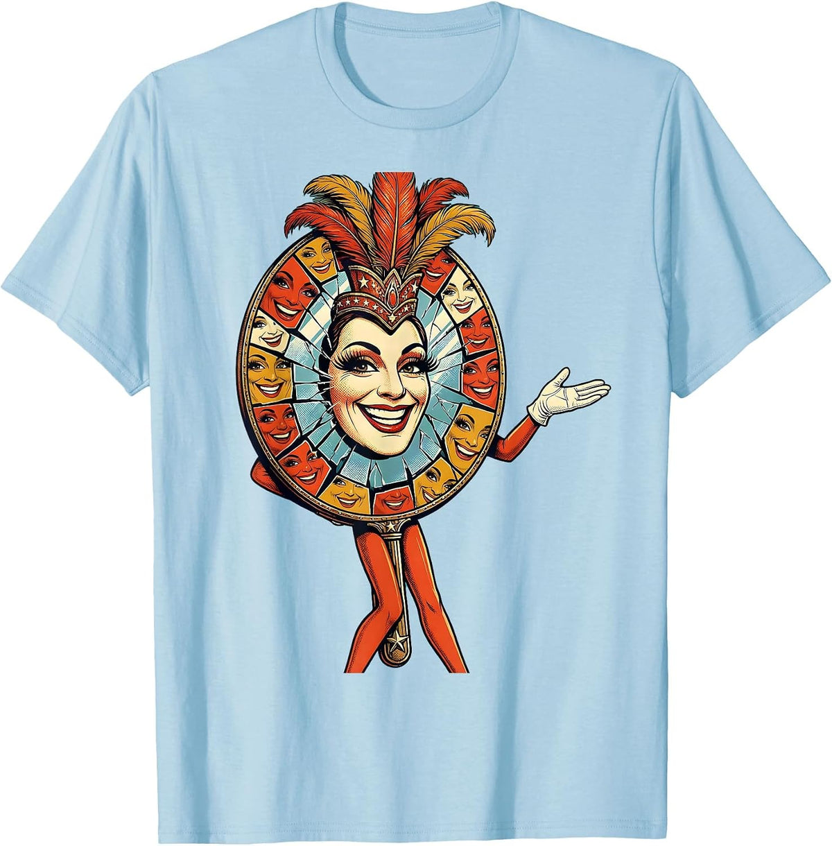 Men's Showgirl Shattered Mirror Reflection Art T-Shirt - Baby Blue