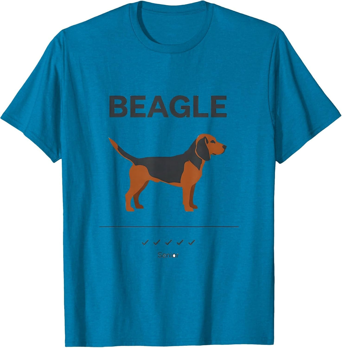BEAGLE Senior Minimalist Badge Patch Line Art Dog Lover Gift T-Shirt - Sapphire Blue