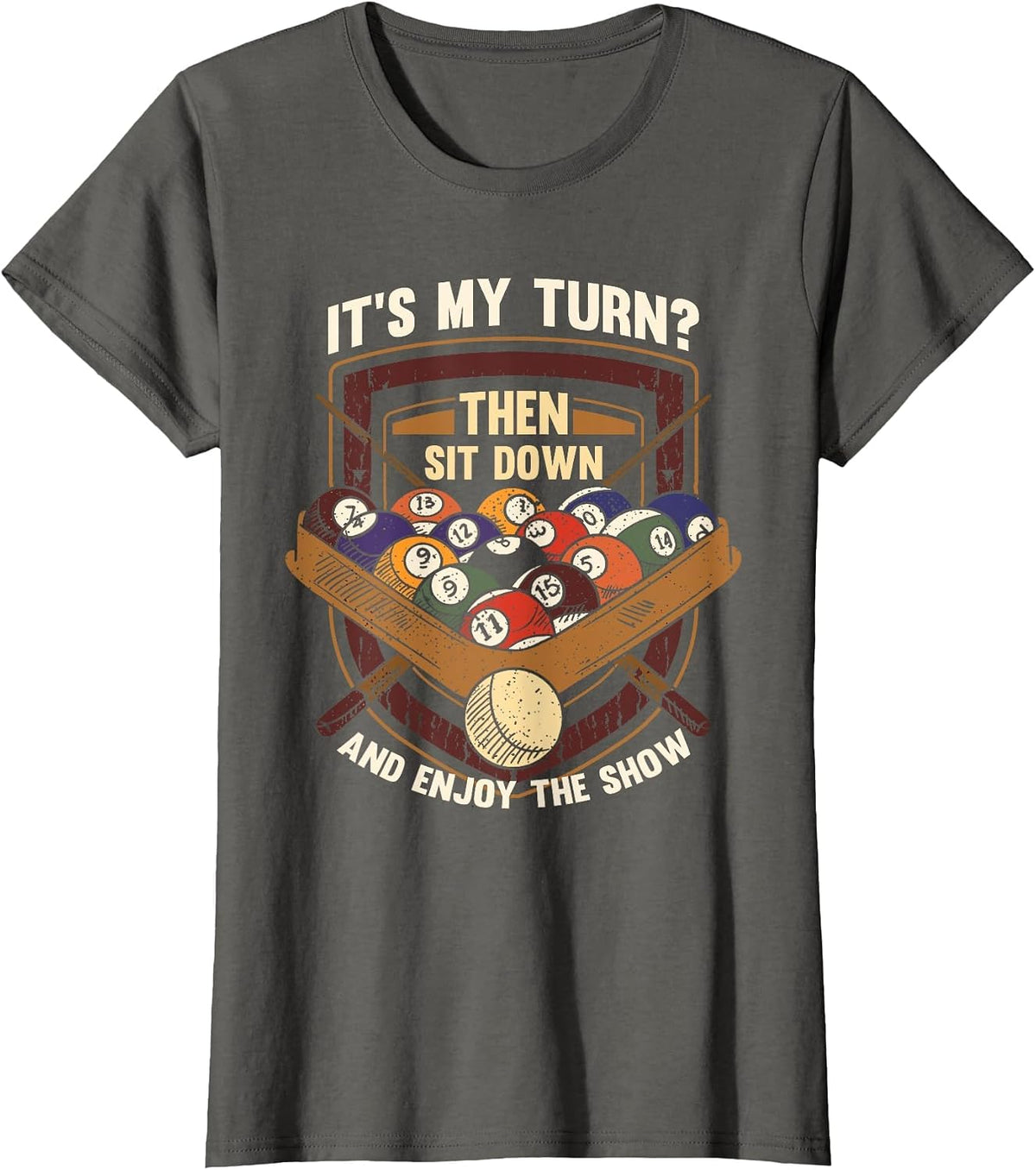 Funny Pool Player Billiard T-Shirt - Asphalt Grey