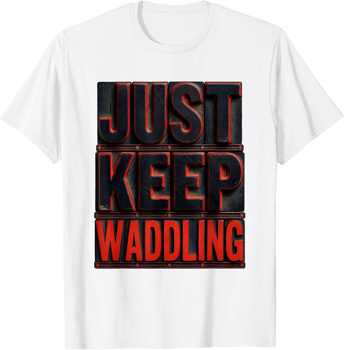 Men's Just Keep Waddling Penguin Graphic Design T-Shirt - White