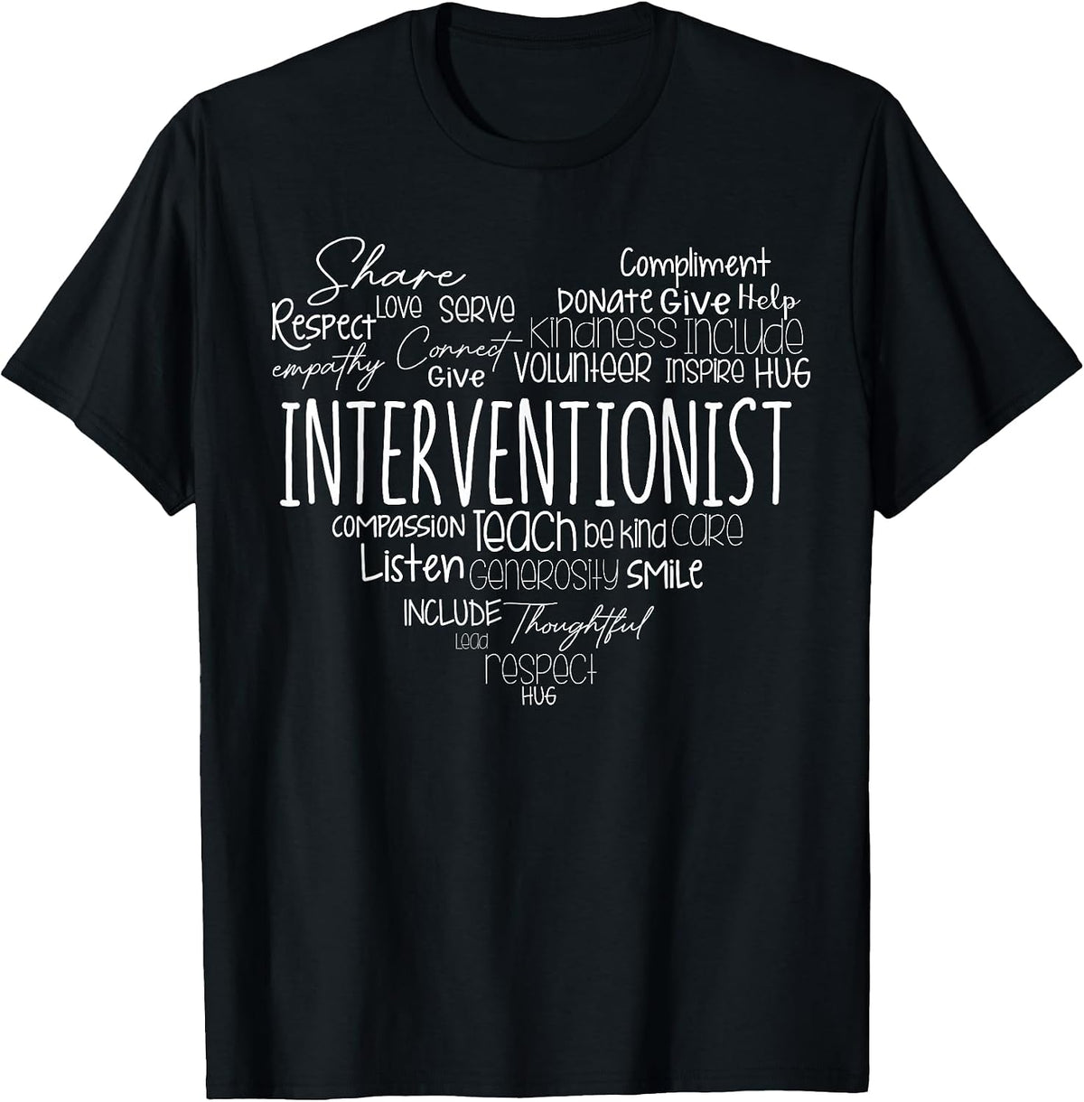 Interventionist Crew School Support Dyslexia Squad Reading T-Shirt - Black