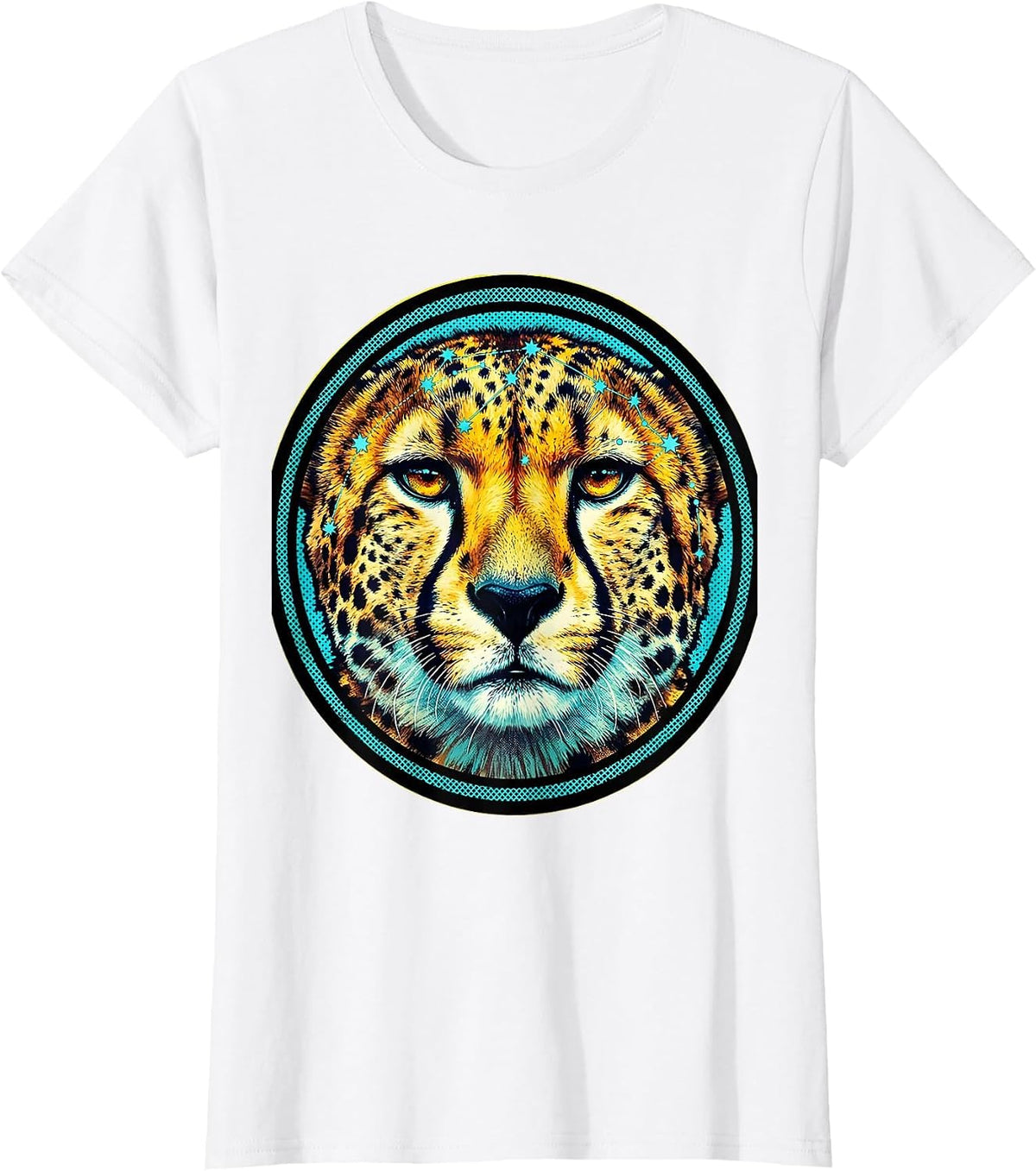 Cheetah Constellation Spots Star Map Design T-Shirt - White