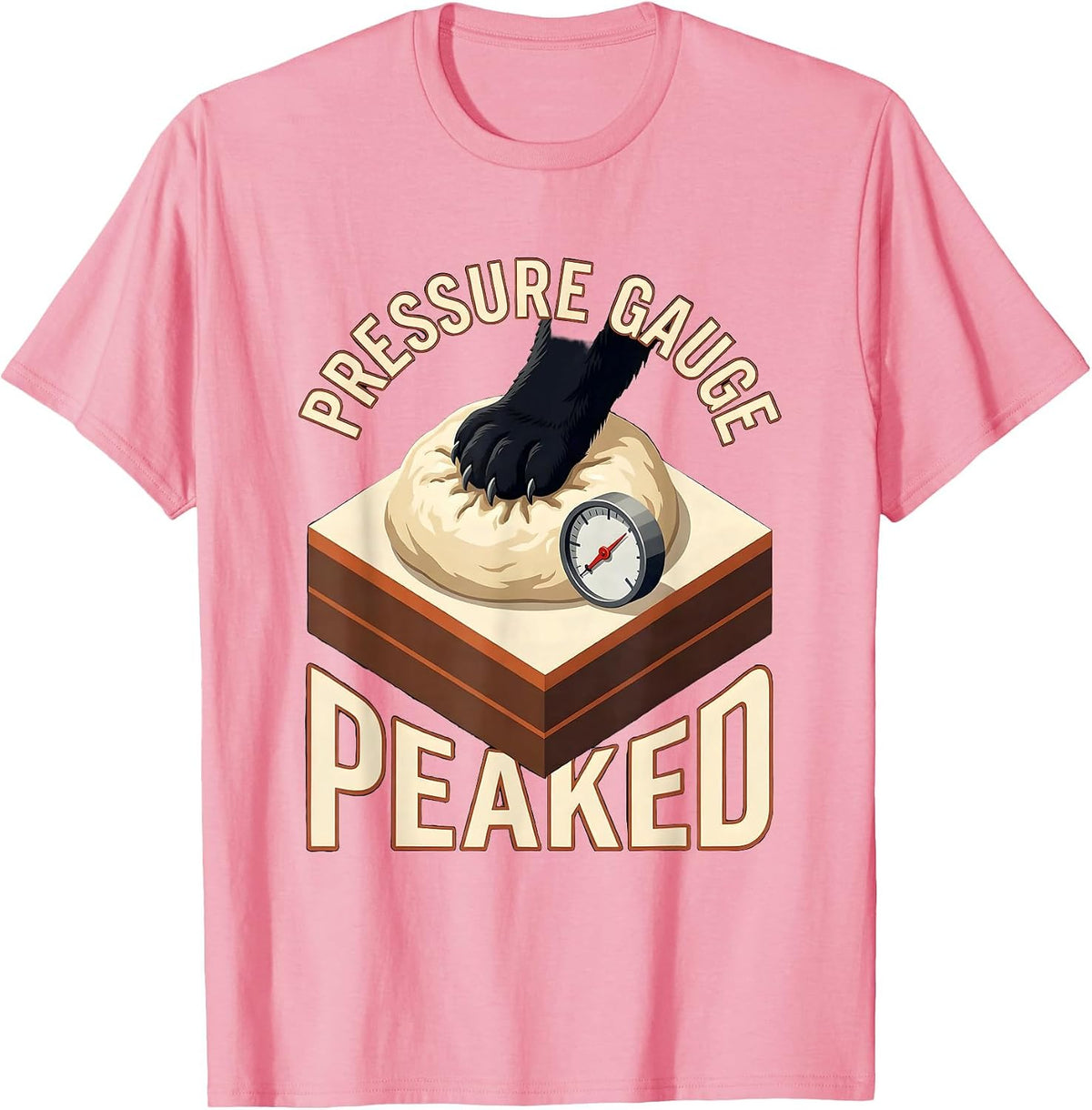 Men's Pressure Gauge Peaked Funny Black Cat Bakery Pet Lover Humor T-Shirt - Pink