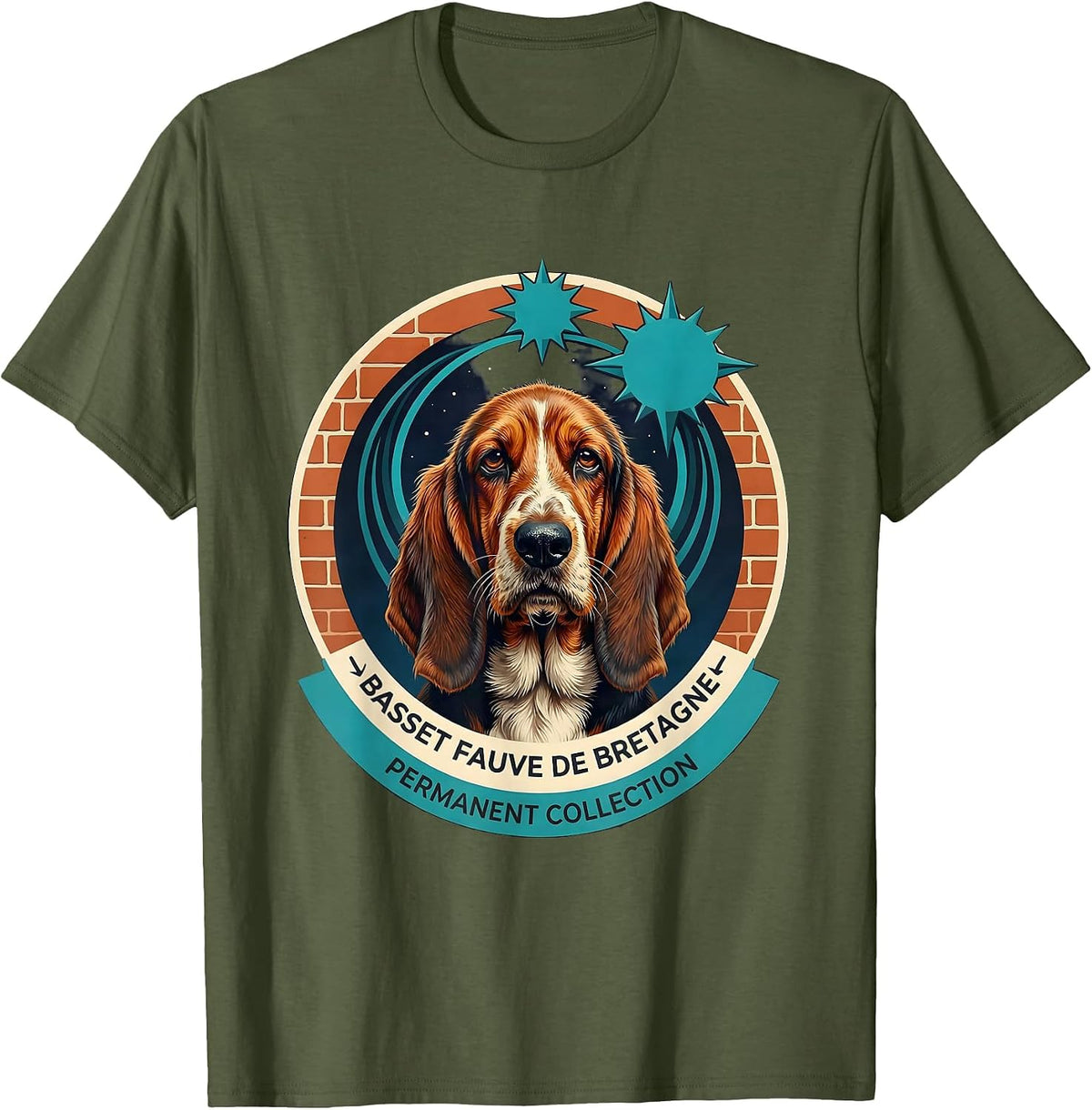 Basset Fauve de Bretagne Permanent Collection Dog Lover T-Shirt - Olive Green