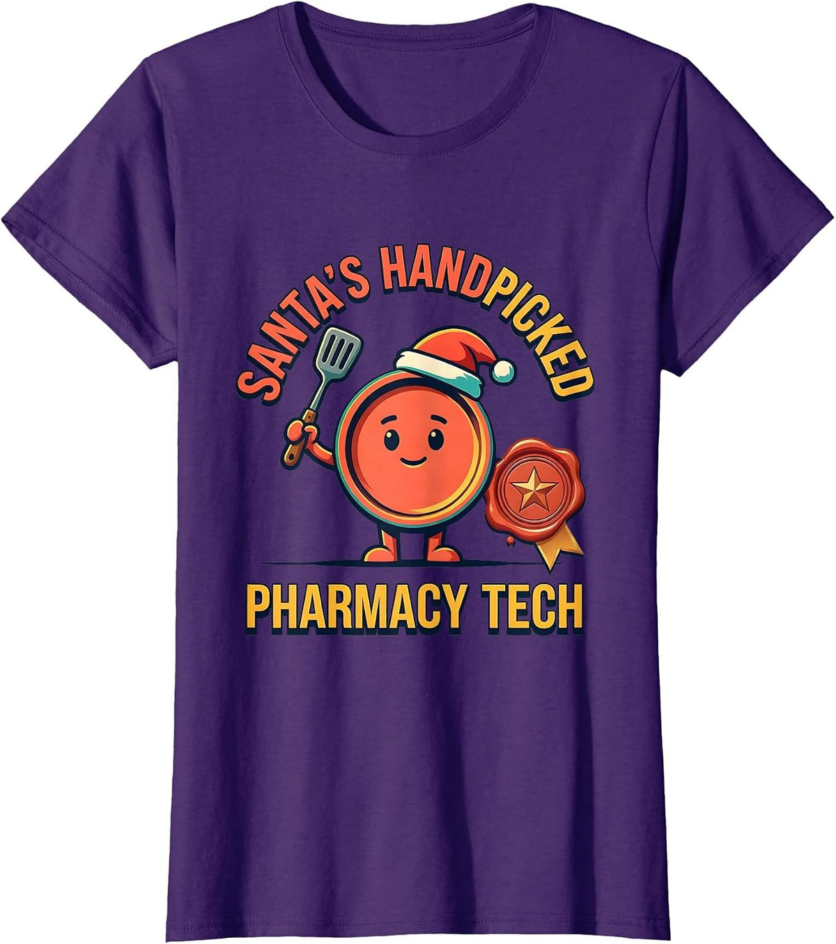 Women's Santa's Handpicked Pharmacy Tech Funny Christmas Matching T-Shirt - Purple