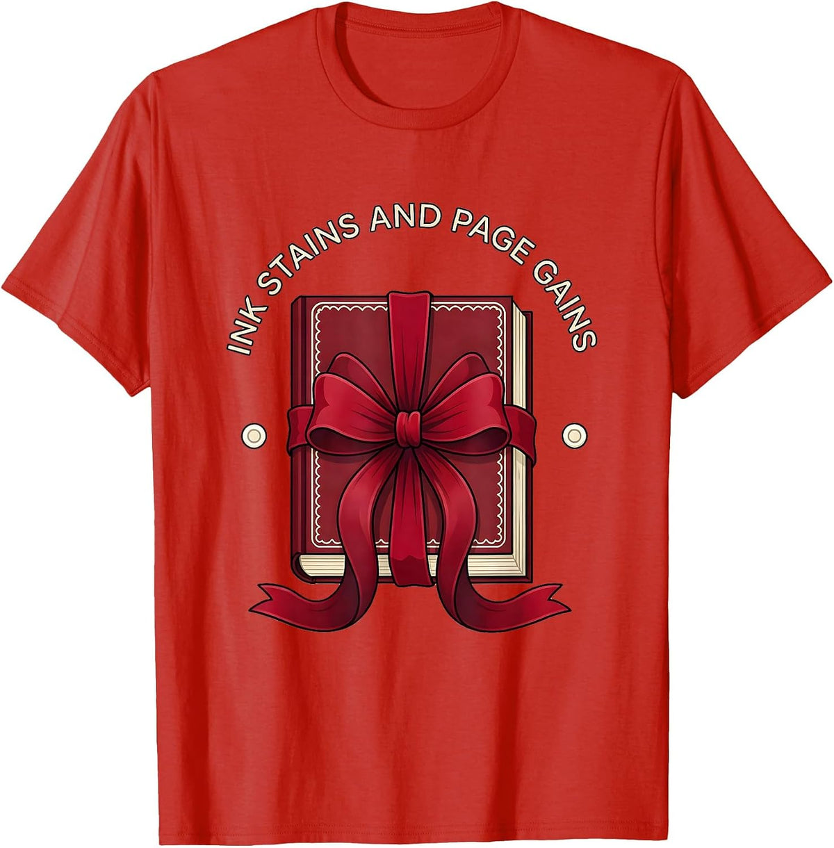 Men's Ink Stains And Page Gains English Teacher Design T-Shirt - Red