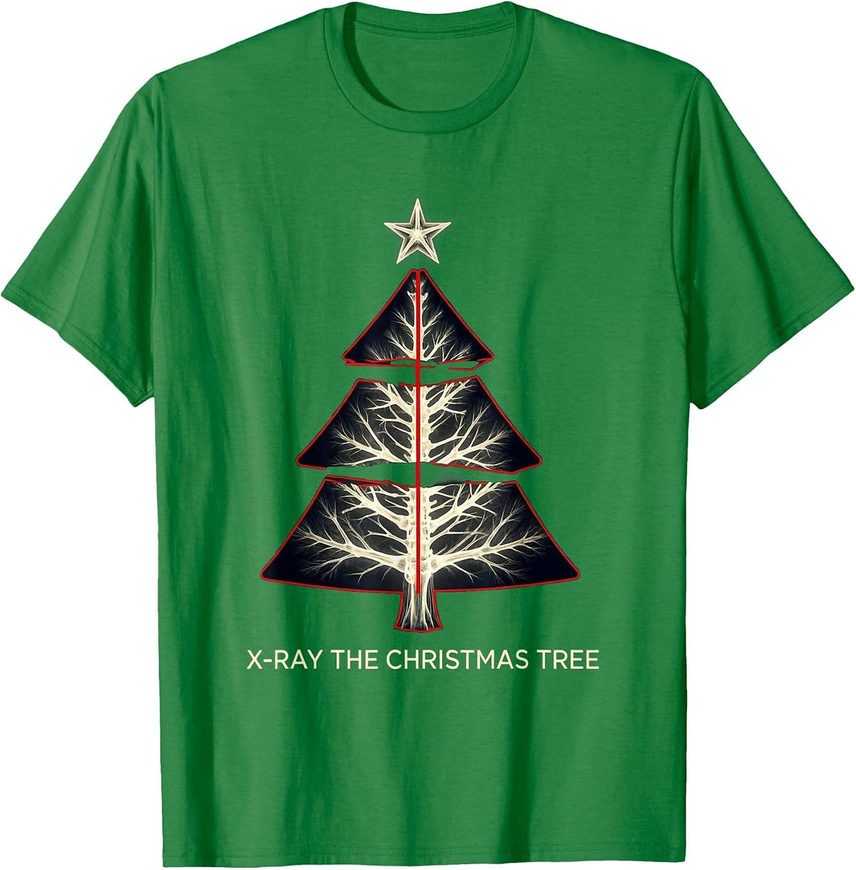 Men's X-Ray The Christmas Tree Funny Radiology Tech Christmas T-Shirt - Kelly Green