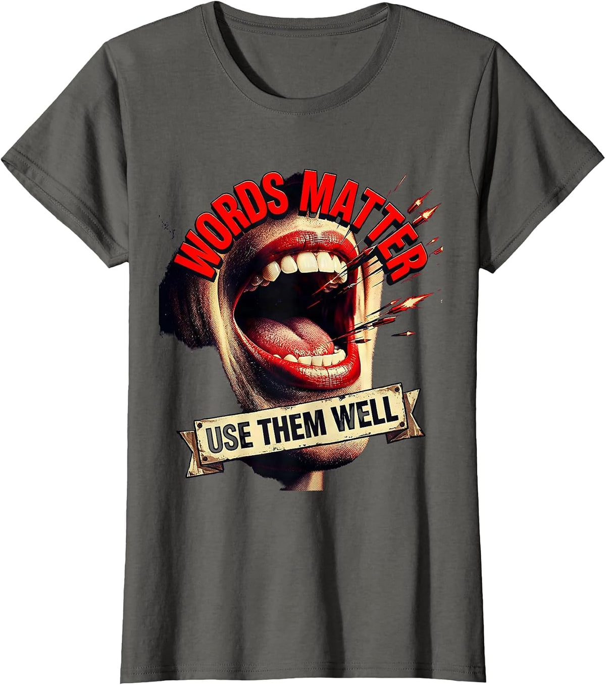 Women's Words Matter Use Them Well Speech Therapy Design T-Shirt - Asphalt Grey
