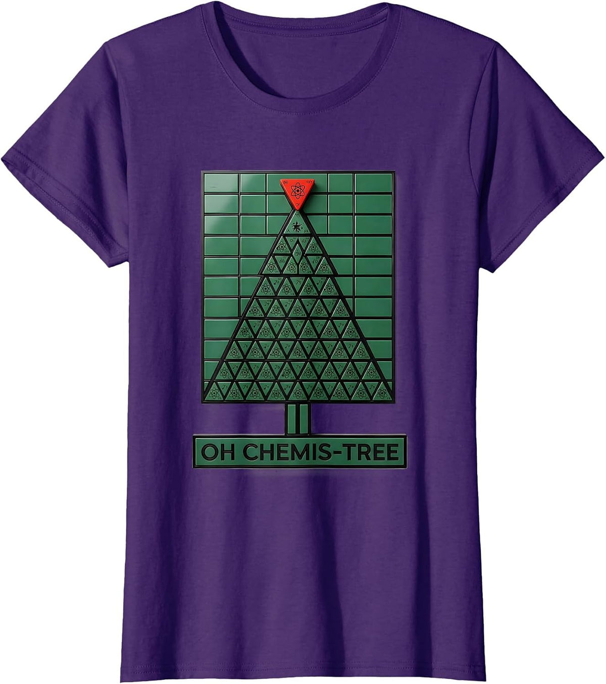 Women's Oh Chemis-Tree Geometric Science Humor Chemistry Teacher T-Shirt - Purple