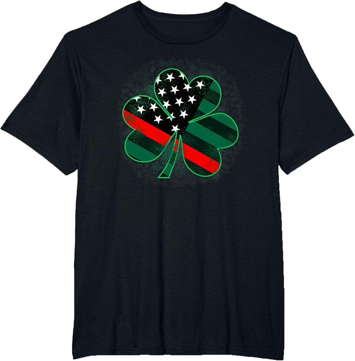 Thin Red Line St Patricks Day Shirt Firefighter Shamrock Tee - Black