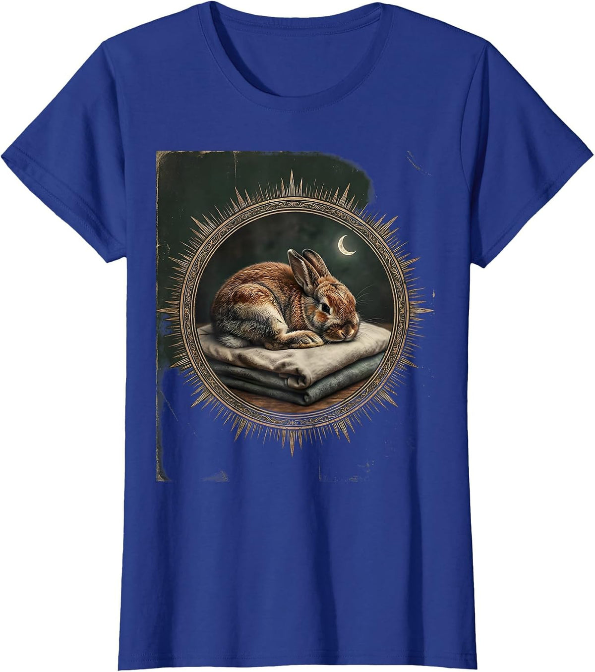 Women's Sleeping Holland Lop Vintage Pet Lover Cozy T-Shirt - Royal Blue