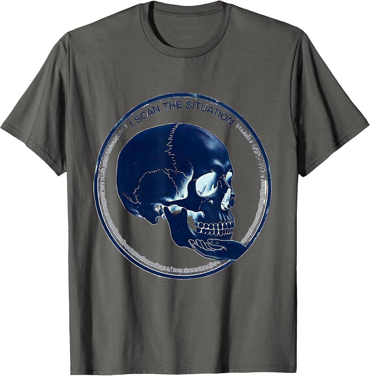 I Scan The Situation Cyanotype Radiology Tech Humor T-Shirt - Asphalt Grey