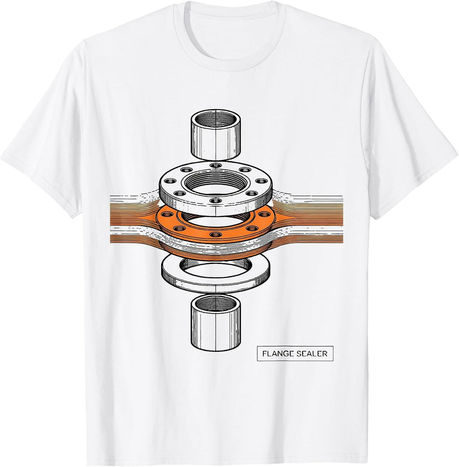 Men's Flange Sealer Exploded Pipe Flange Plumbing Humor Gift T-Shirt - White