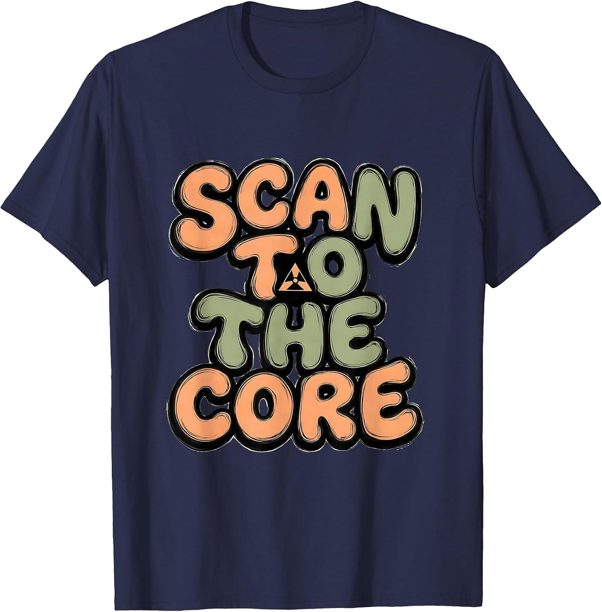Scan To The Core Retro Radiology Rad Tech X-Ray Tech T-Shirt - Navy Blue