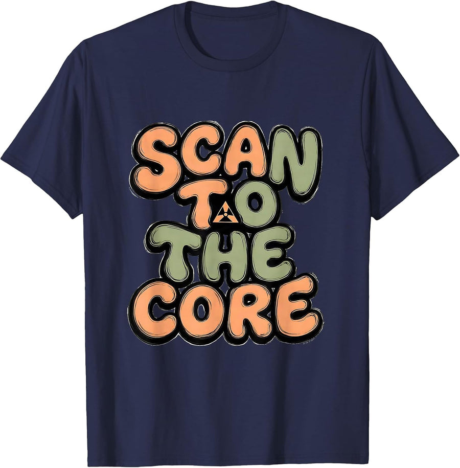 Scan To The Core Retro Radiology Rad Tech X-Ray Tech T-Shirt - Navy Blue