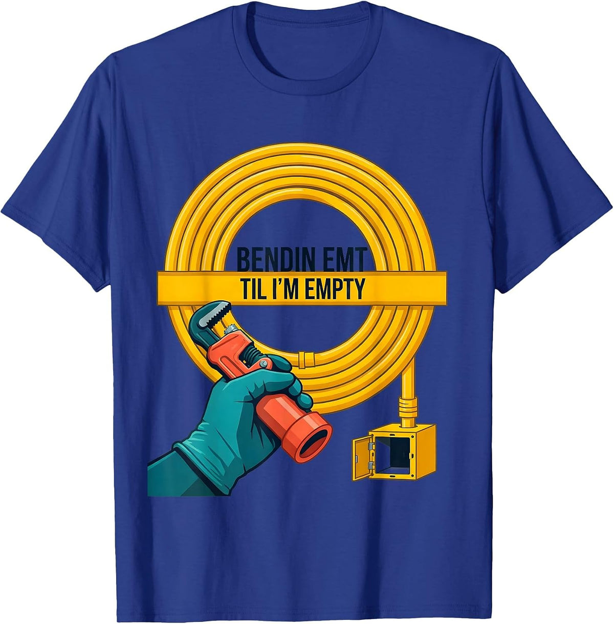 Men's Bendin EMT Til I'm Empty Funny Electrician Gift T-Shirt - Royal Blue