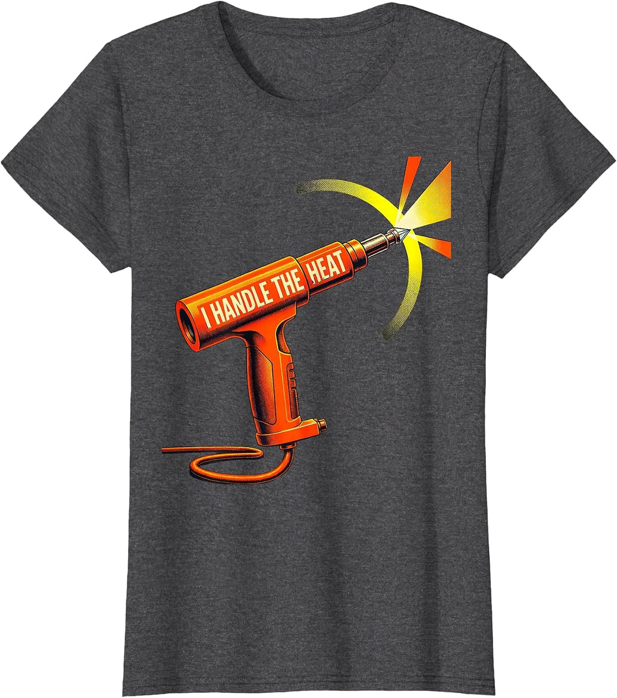 Women's I Handle The Heat Funny TIG Welder Blue Collar Pride T-Shirt - Dark Heather Grey
