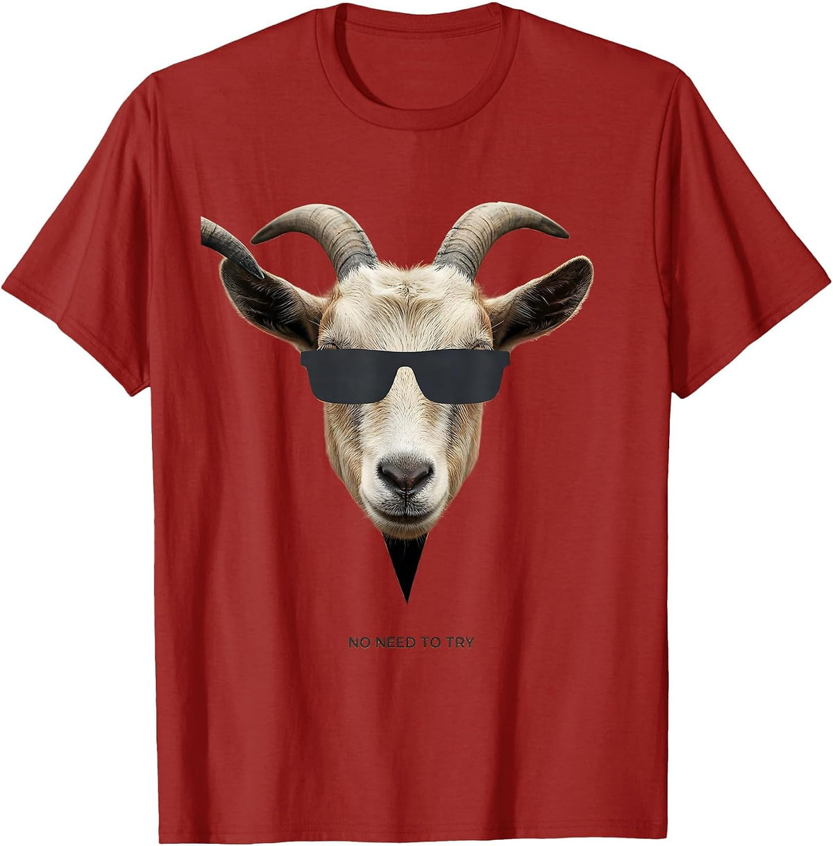 Men's No Need To Try Minimalist Goat Sunglasses Novelty Humor T-Shirt - Cranberry Red