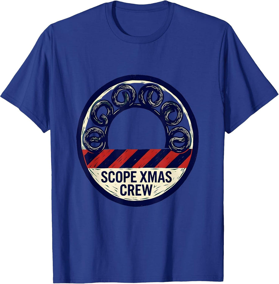 Scope Xmas Crew Linocut Gastro Nurse Endoscopy Tech T-Shirt - Royal Blue