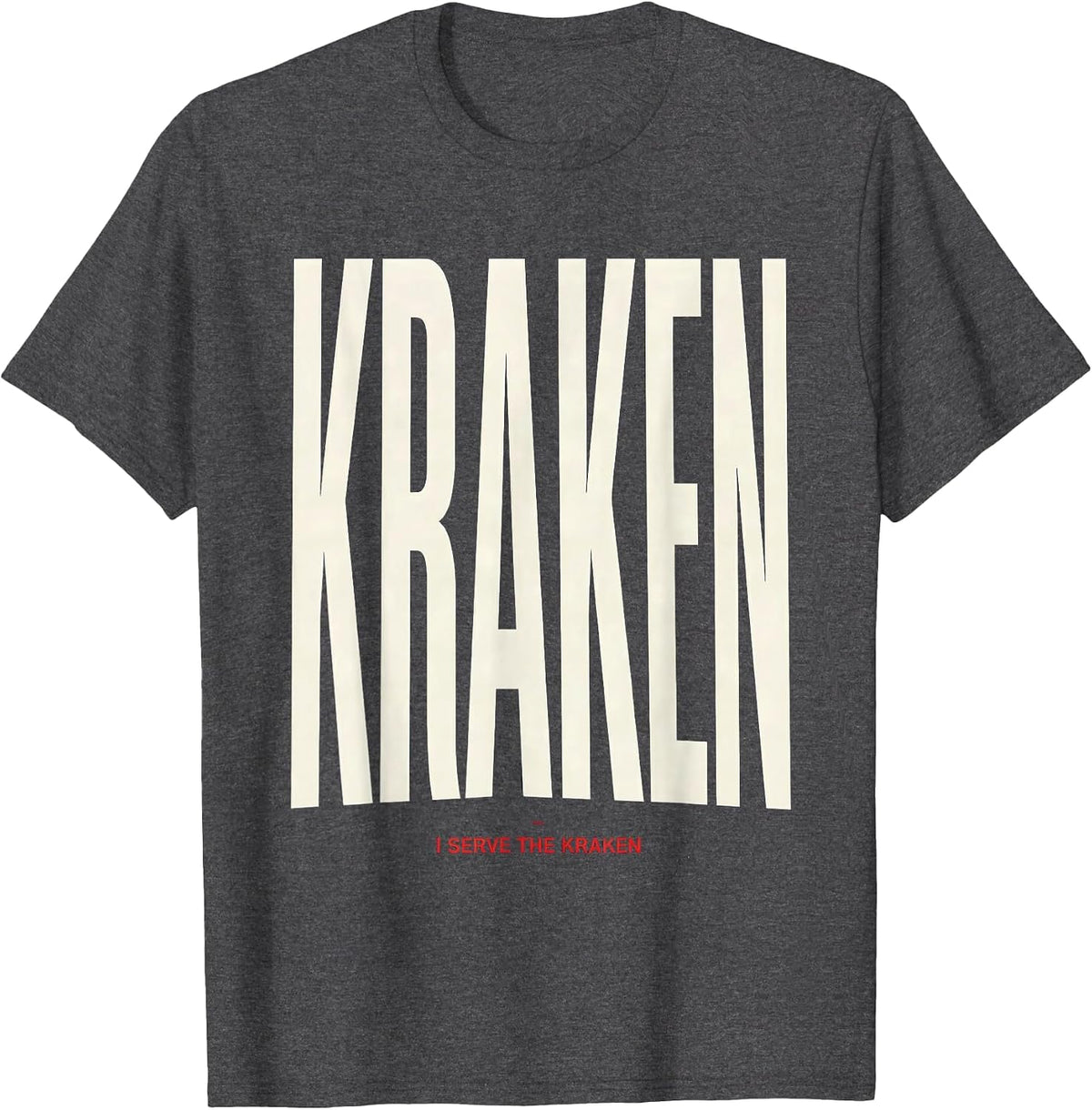 I Serve The Kraken Minimalist Octopus Lover Graphic T-Shirt - Dark Heather Grey