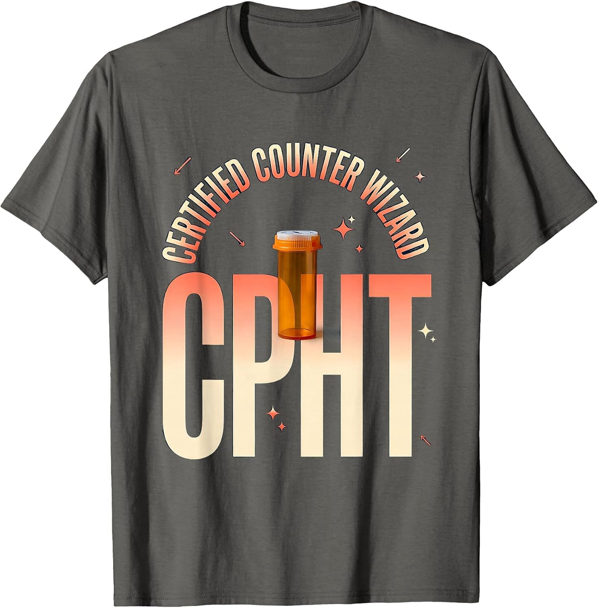 Certified Counter Wizard CPhT Funny Pharmacy Tech Humor T-Shirt - Asphalt Grey