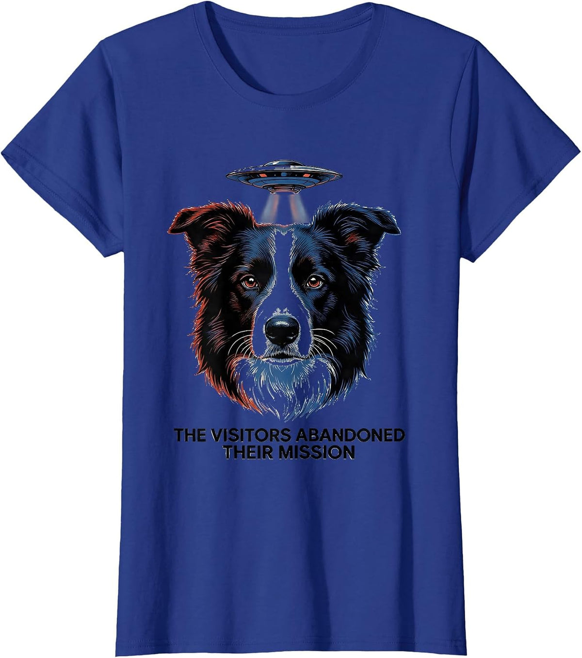 Women's The Visitors Abandoned Their Mission Retro Futurist Border T-Shirt - Royal Blue