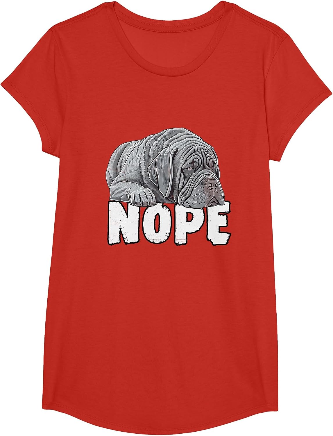 Neapolitan Mastiff Nope Funny Lazy Pet Dog Cute T-Shirt - Girls Red