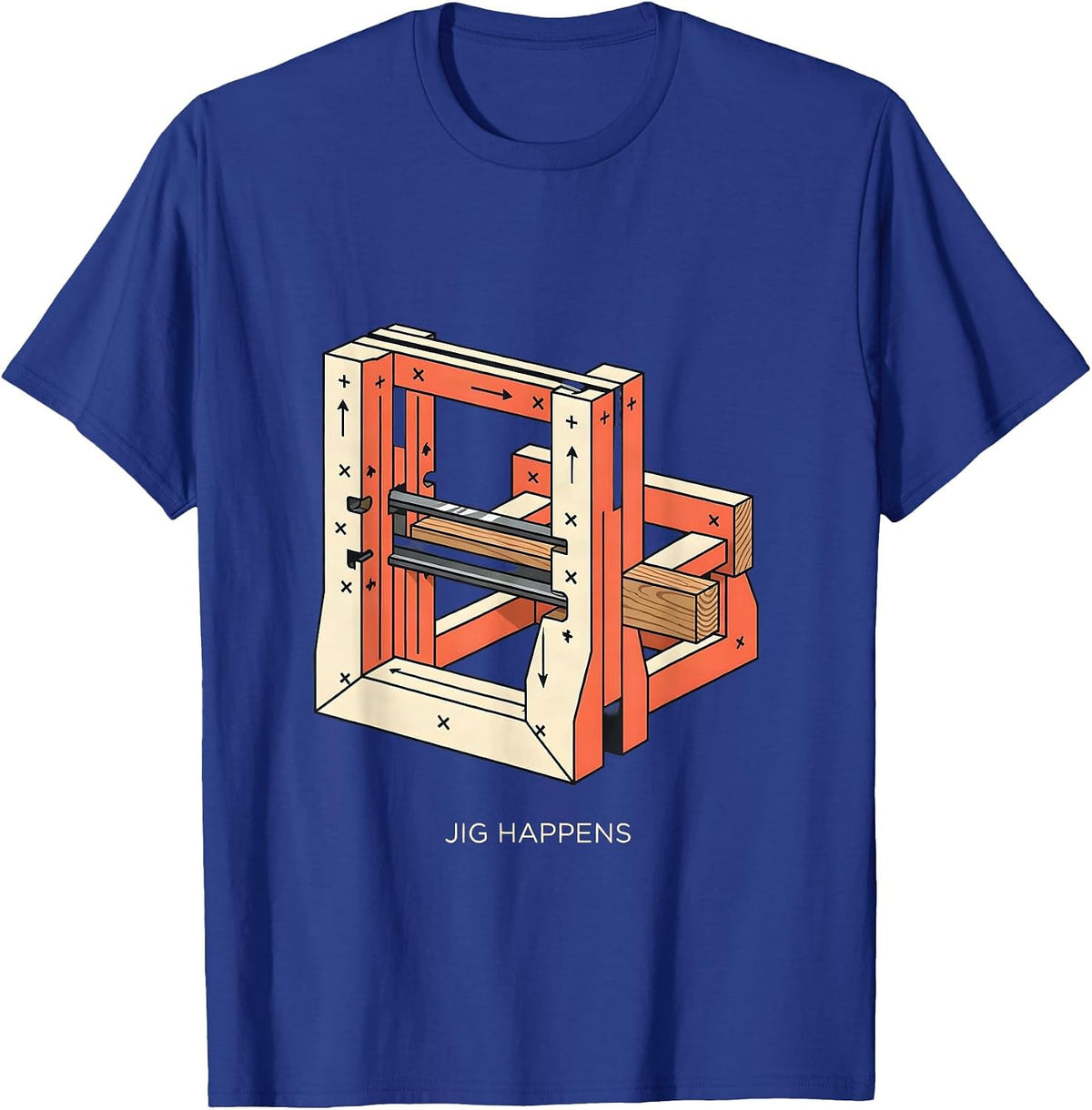 Men's Jig Happens Funny Woodworking Carpenter Dad Humor Gift T-Shirt - Royal Blue