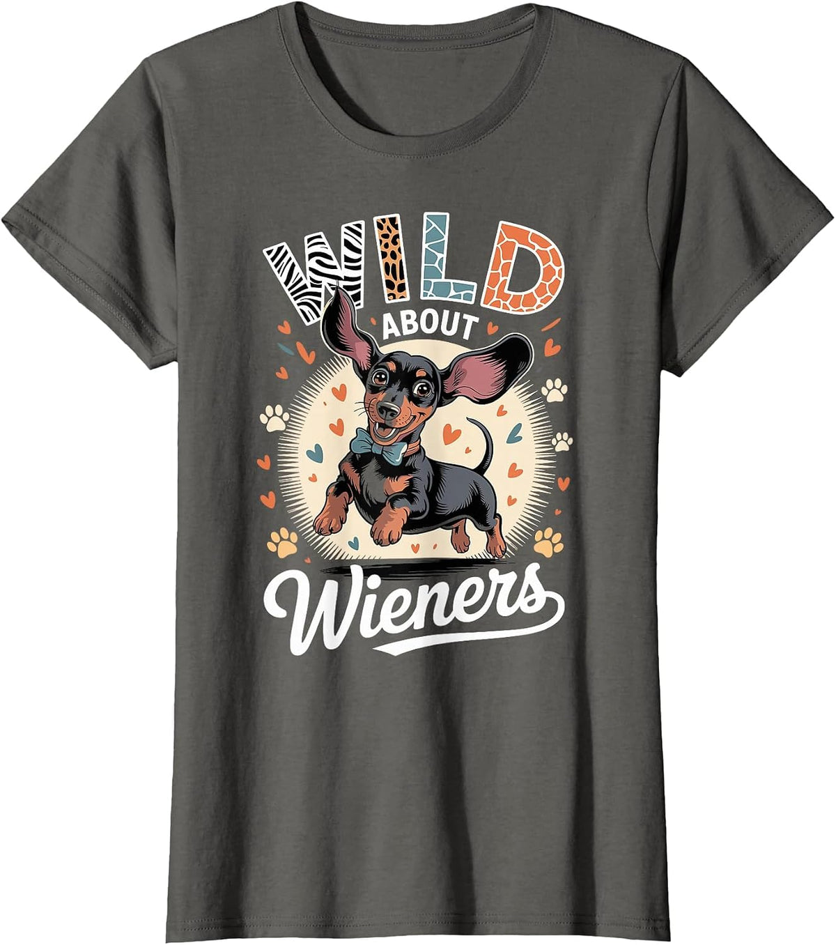 Wild About Weiner Dogs Wiener Dachshund T-Shirt - Asphalt Grey
