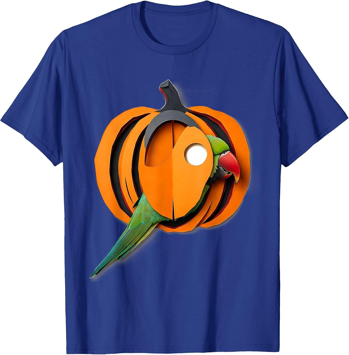 Jack-O-Lantern Parakeet Funny Bird Lover Halloween Costume T-Shirt - Royal Blue