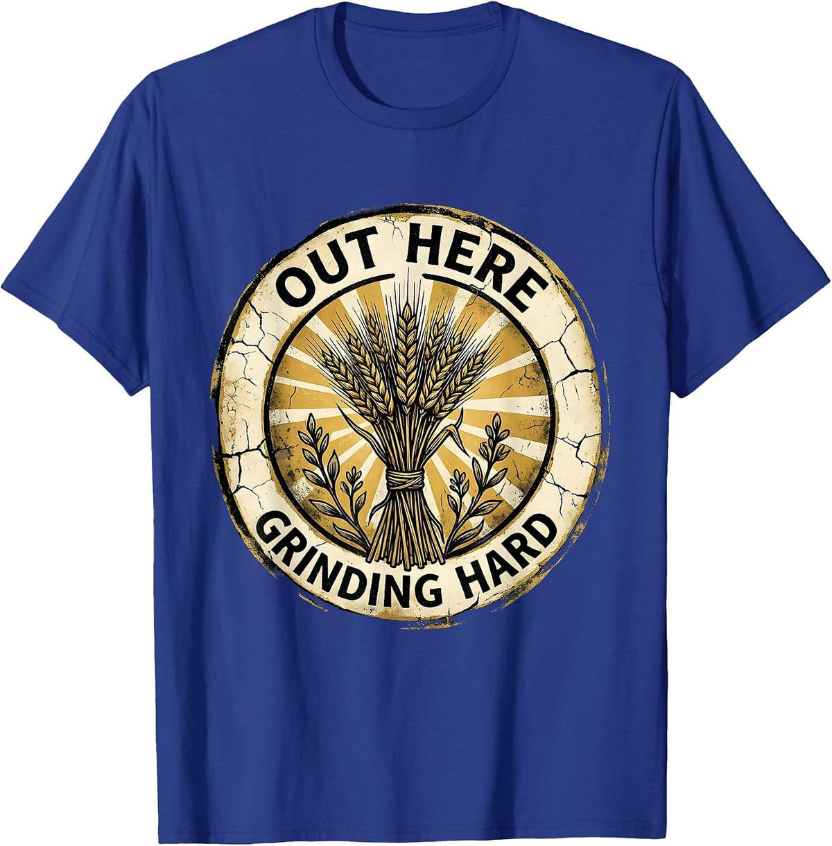 Men's Out Here Grinding Hard Hustle Graphic Design T-Shirt - Royal Blue