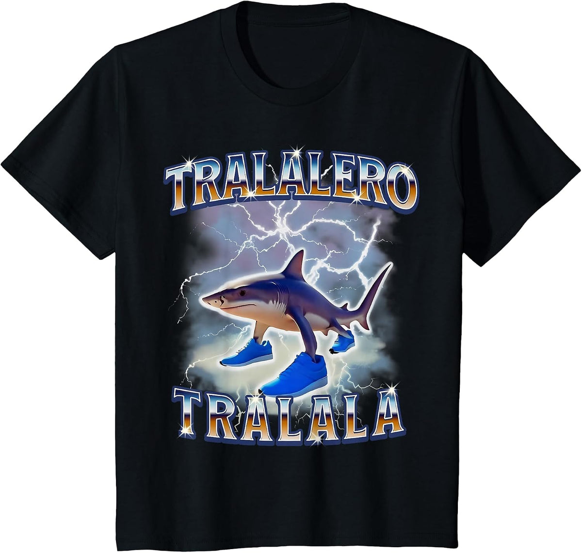 Tralalero Tralala Funny Shark Meme Bootleg T-Shirt - Black