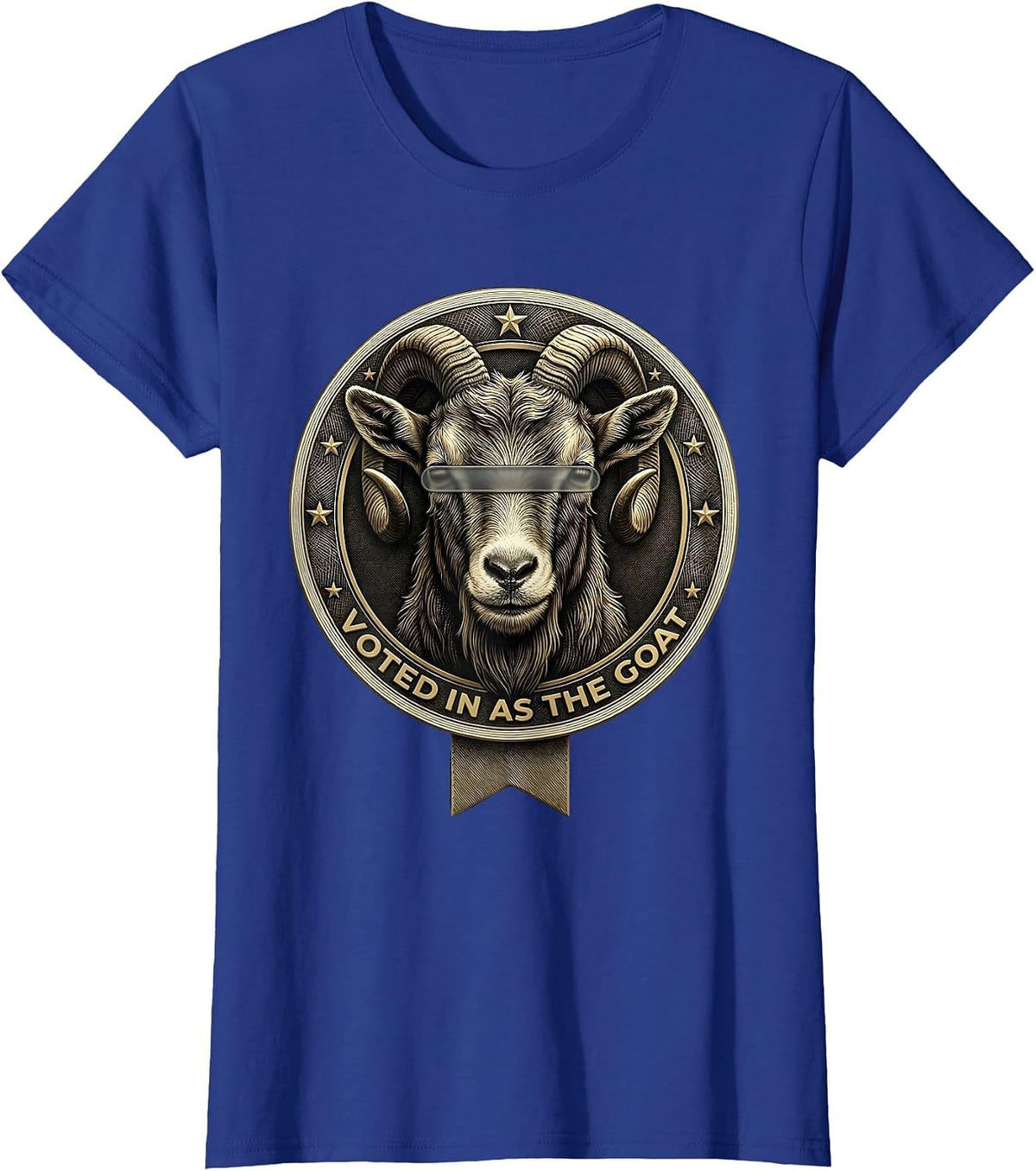 Women's Voted In As The Goat Cool Goat With Sunglasses Funny Animal T-Shirt - Royal Blue
