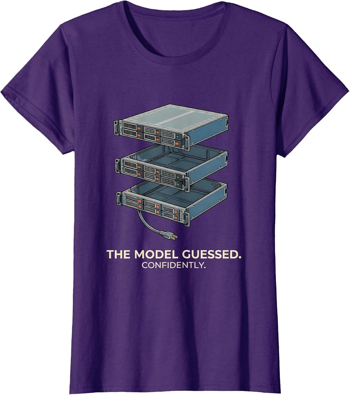 Women's The Model Guessed Confidently Funny Tech Support IT Humor T-Shirt - Purple