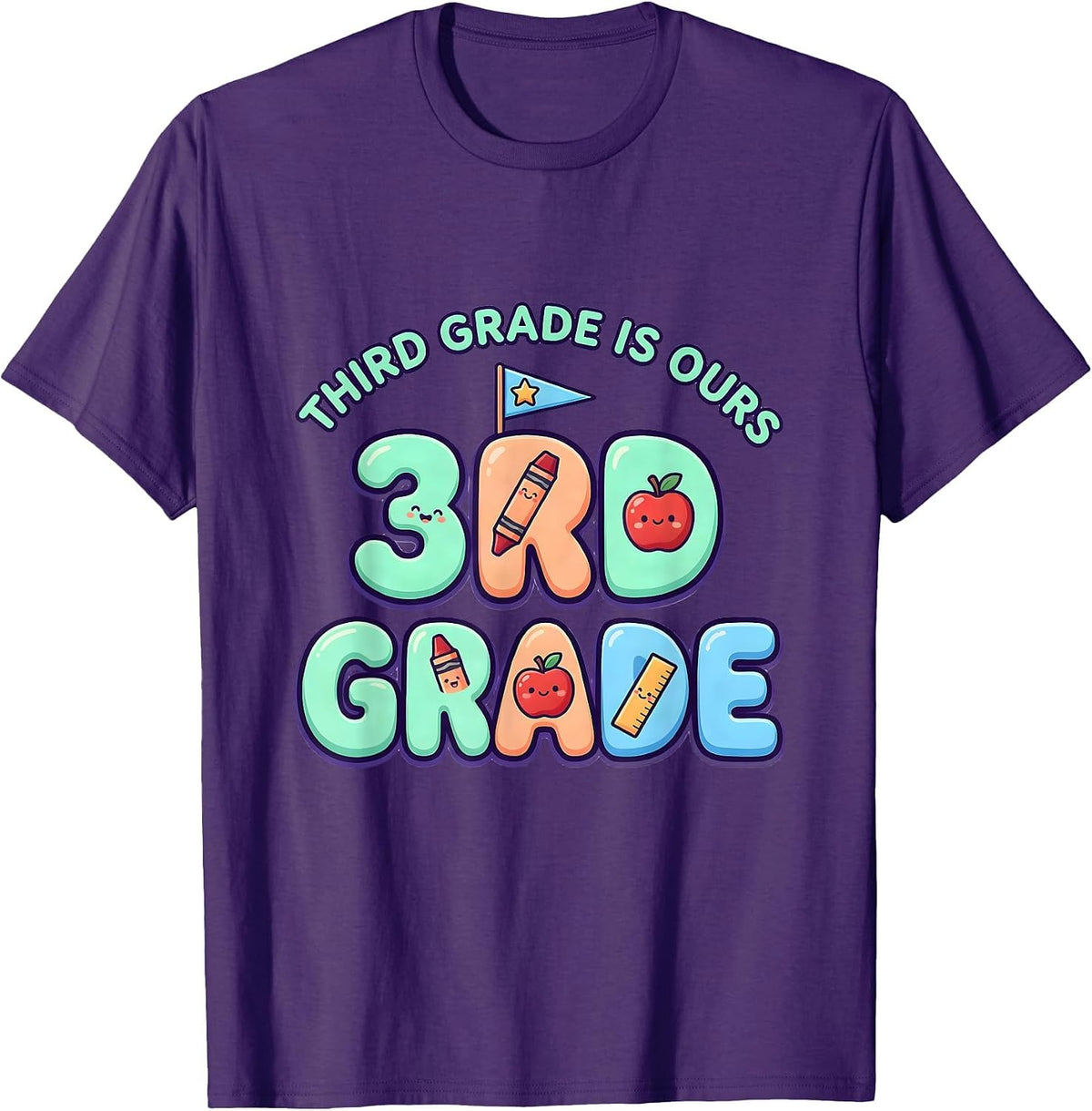 Third Grade Is Ours Cute Kawaii Teacher Back To School T-Shirt - Purple
