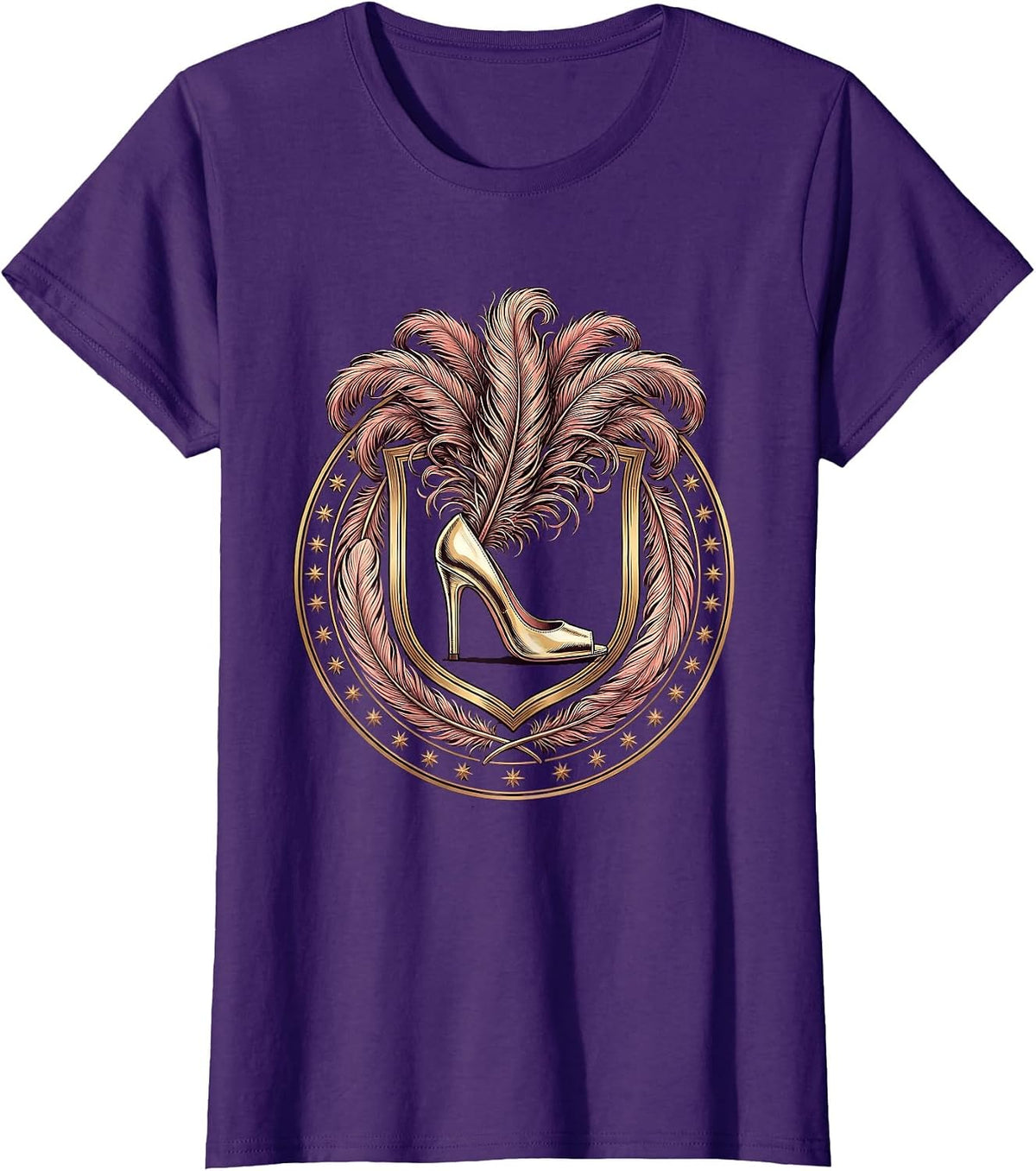 Women's Showgirl Era Marabou Feather Mule Slipper Graphic T-Shirt - Purple