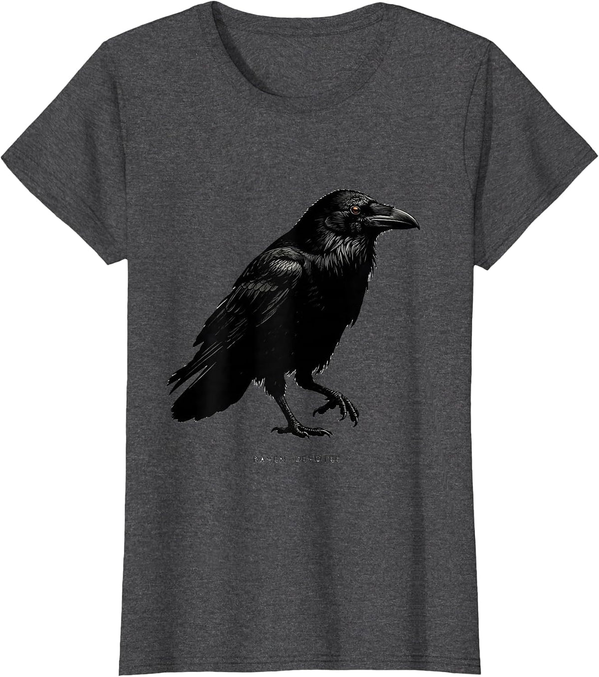 Women's Raven Devotee Gothic Bird Art Crow Silhouette T-Shirt - Dark Heather Grey